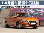 轿车销量十五强榜单 1-8月汽车销量排行榜