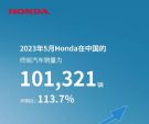 本田汽车5月终端销量101321辆，同比增长13.7%